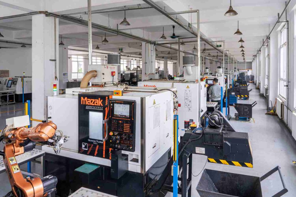 CNC machining workshop for rotor spinning components production at JSM factory
