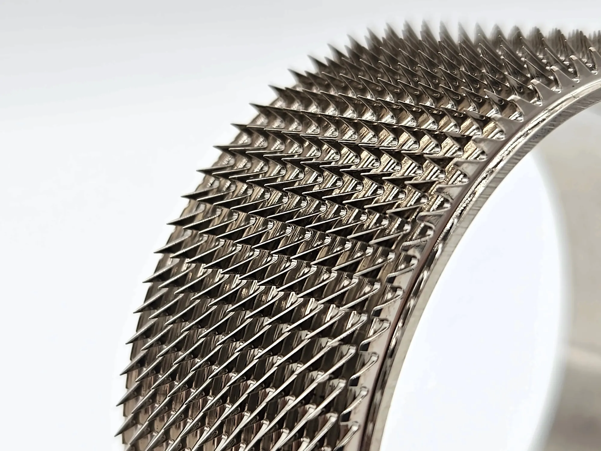 JSM OB20DN solid ring serrated tooth profile macro detail, DN diamond-coated card clothing for opening roller