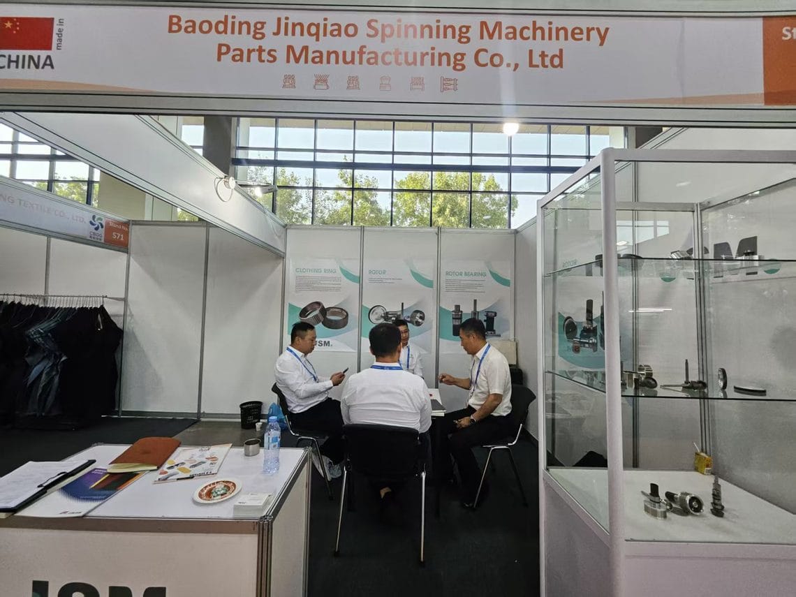JSM product display case with rotor cups, rotor bearings and clothing rings at the CAITME 2026 stand, Hall 4