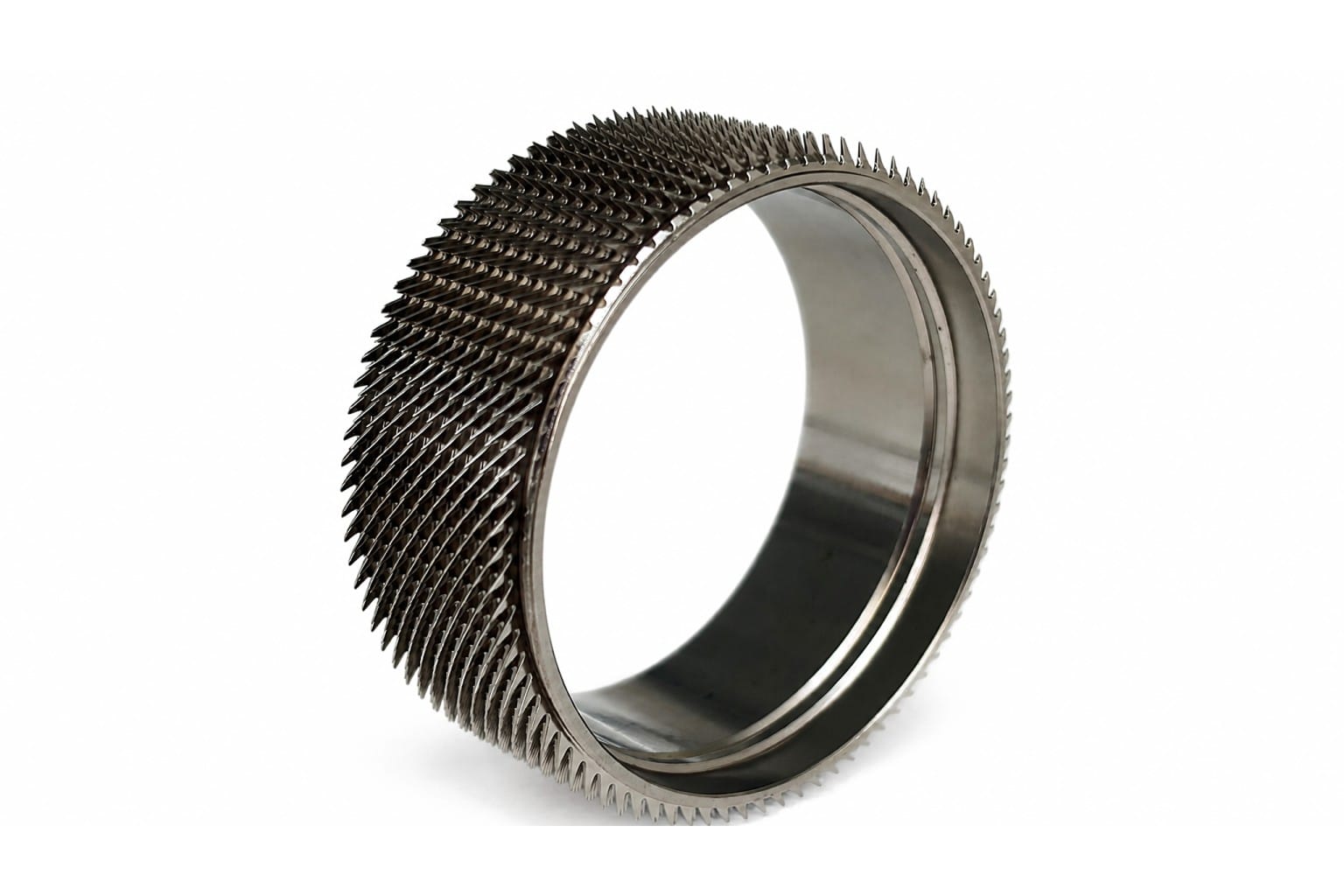 OB20DN solid ring (clothing ring), B20 tooth type, for Schlafhorst Autocoro OE rotor spinning machines, DN diamond-nickel coated, three-quarter view